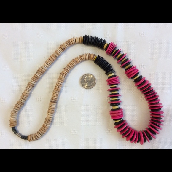 💥 Vintage hand carved wood disc necklace - Picture 5 of 6